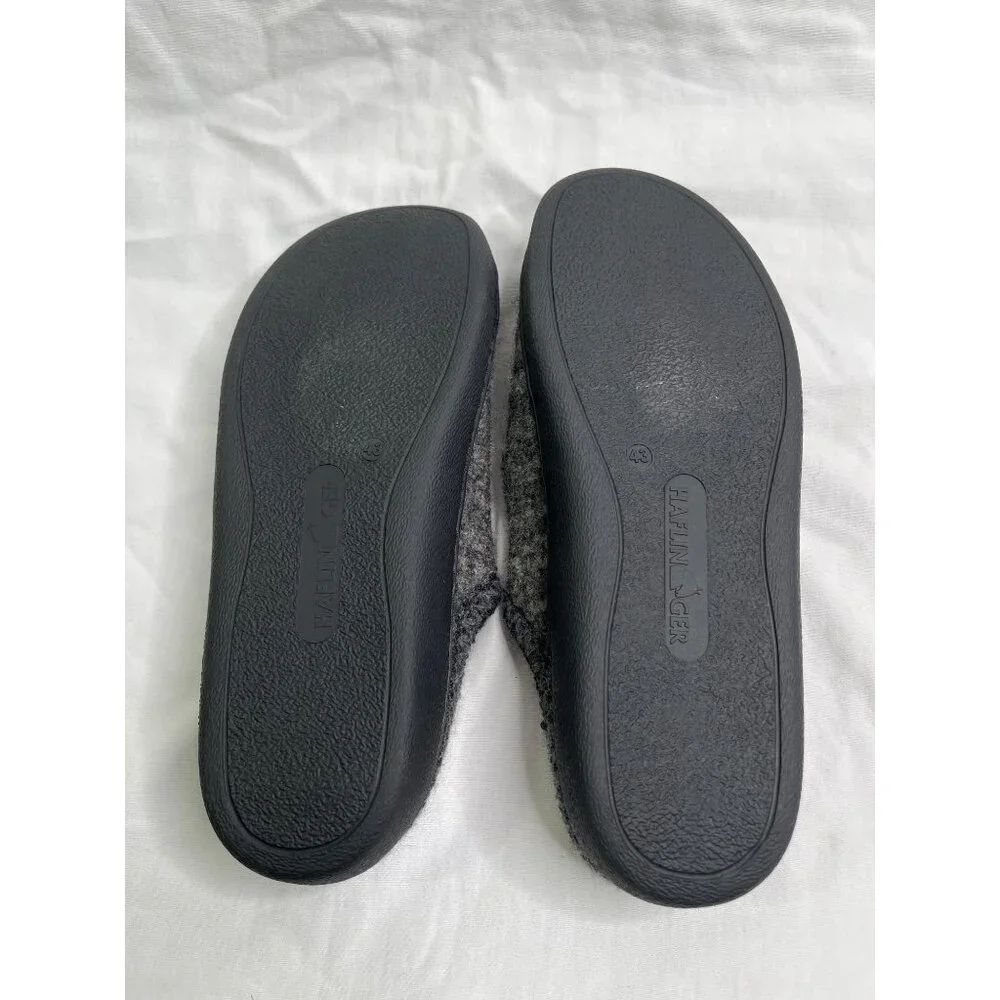 Haflinger Grey Wool Unisex Slippers 43 EU House Shoes
